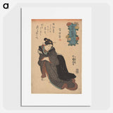 Woman in Plaid Kimono, Arms Akimbo - 歌川 国芳 Poster.