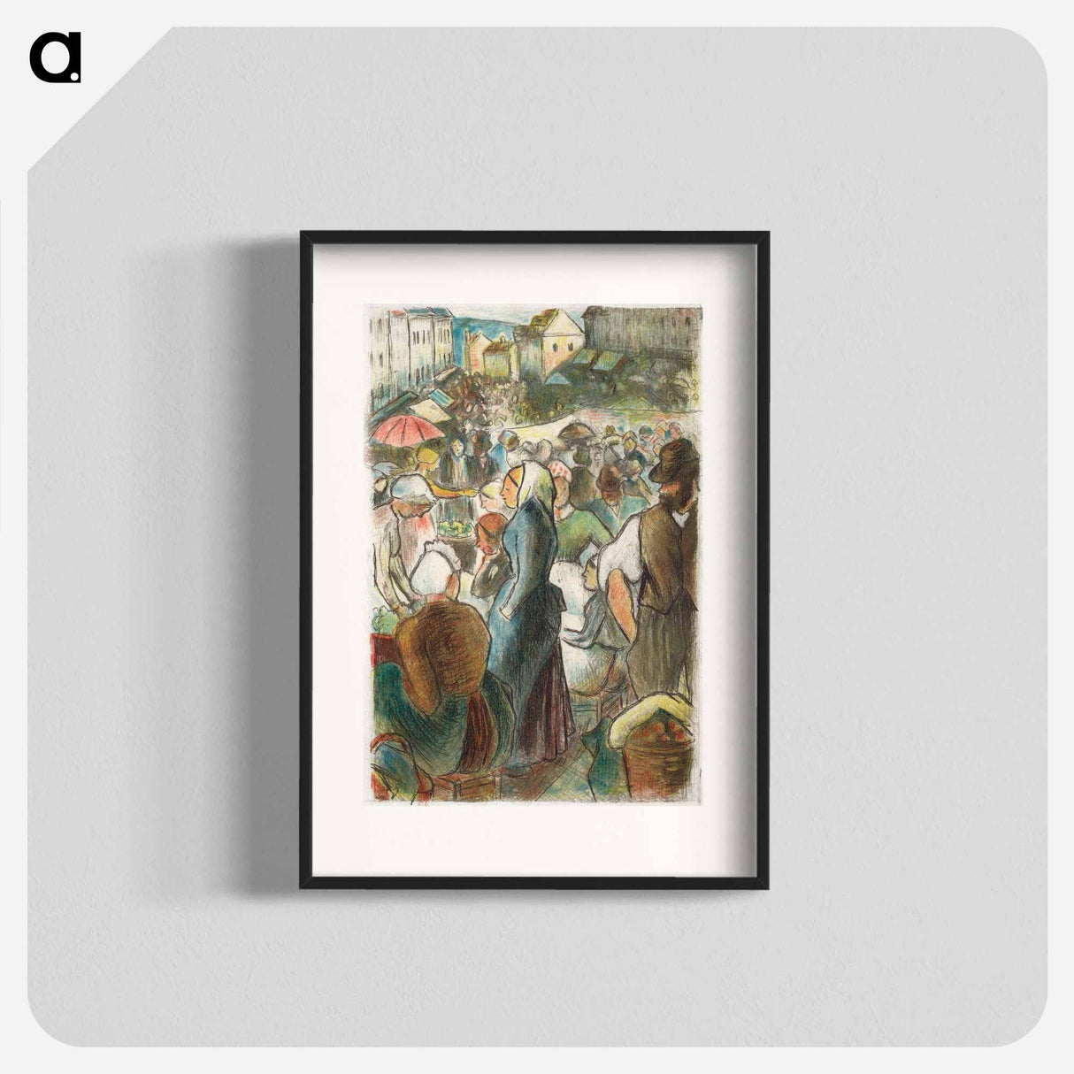 The Market at Gisors: Rue Cappeville - カミーユ ピサロ Poster.