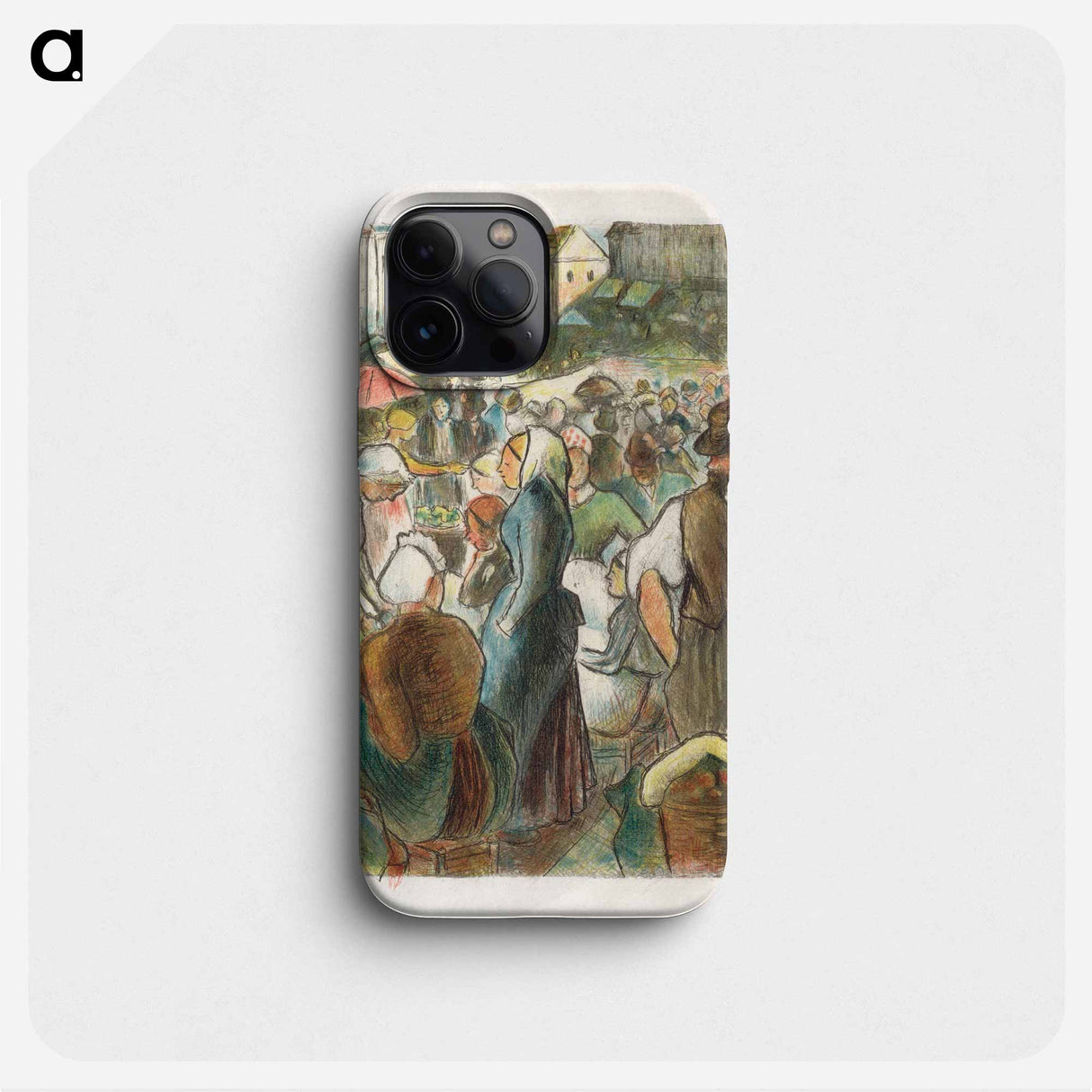 The Market at Gisors: Rue Cappeville - カミーユ ピサロ Phone Case.