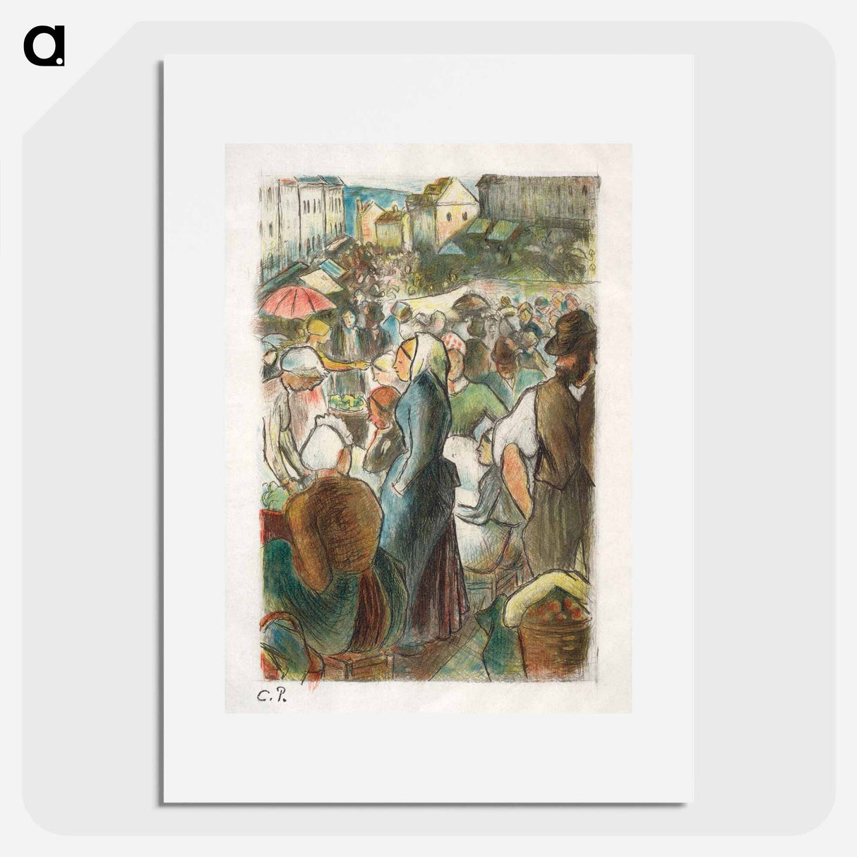 The Market at Gisors: Rue Cappeville - Camille Pissarro Poster.