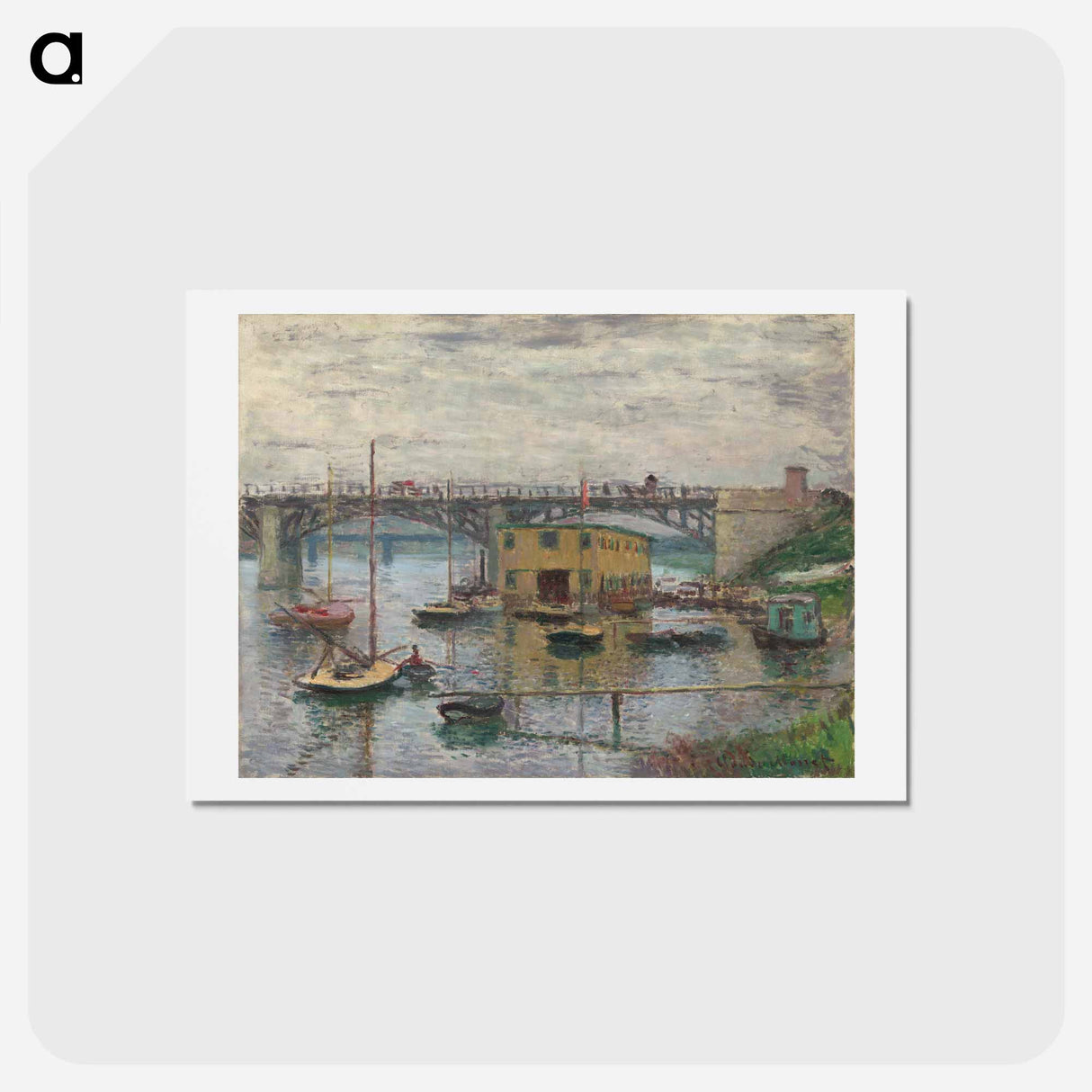 Bridge at Argenteuil on a Gray Day - クロード モネ Postcard.