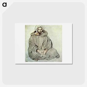 アートポストカード-Seated Arab in Tanger - ウジェーヌ ドラクロワ Postcard.