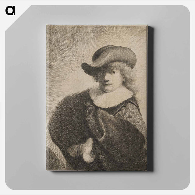 アートパネル-Rembrandt Wearing a Soft Hat Cocked - レンブラント ファン レイン Canvas.
