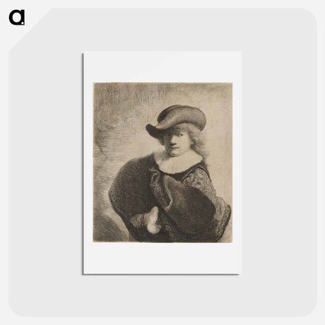 アートポストカード-Rembrandt Wearing a Soft Hat Cocked - レンブラント ファン レイン Postcard.