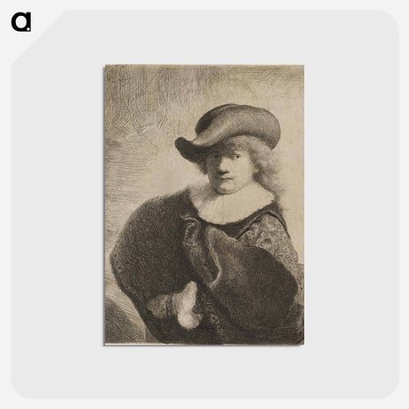 アートポストカード-Rembrandt Wearing a Soft Hat Cocked - レンブラント ファン レイン Postcard.