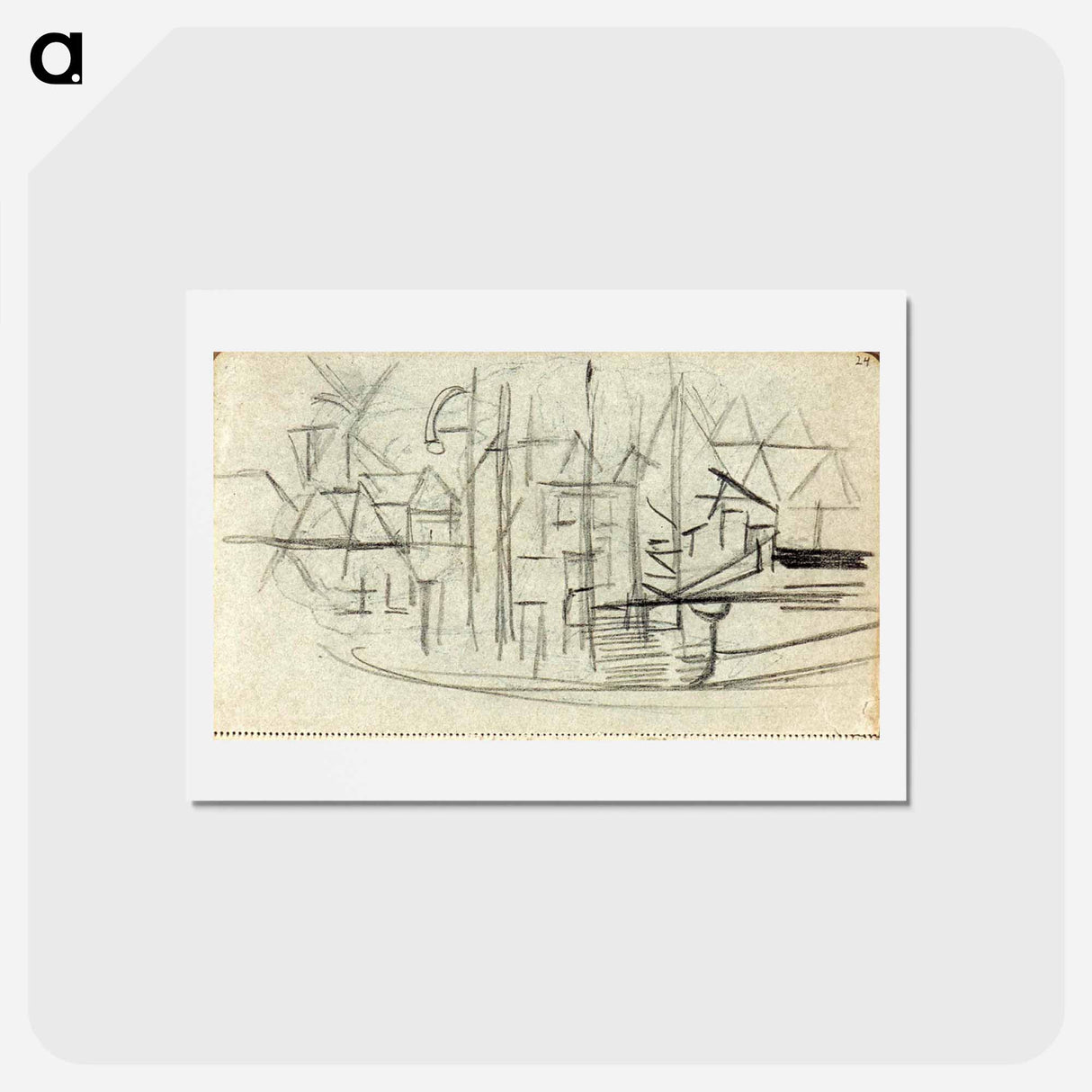 アートポストカード-Abstracted cityscape from sketchbook 130 - テオ ファン ドゥースブルフ Postcard.