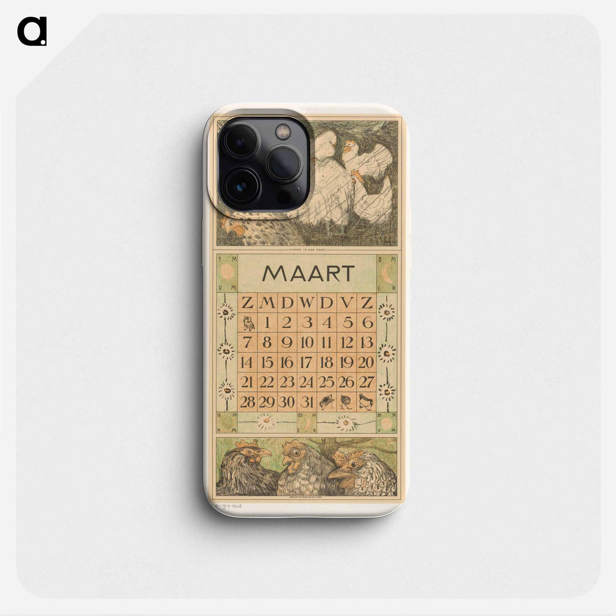 Calendar background with kippen in the regen - Theo van Hoytema Phone Case.