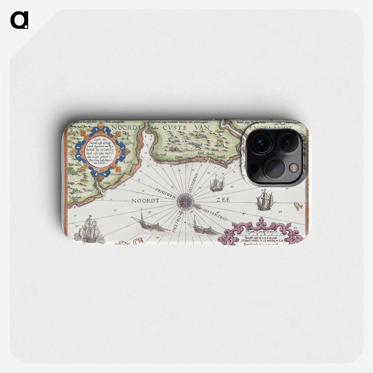 Kaart van de noordkust van Engeland bij Newcastle upon Tyne - アンティーク地図 Phone Case.