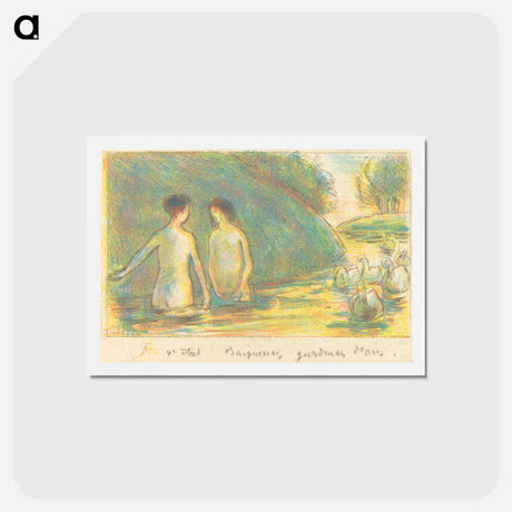 アートポストカード-Baigneuses, gardeuses d'oies - カミーユ ピサロ Postcard.