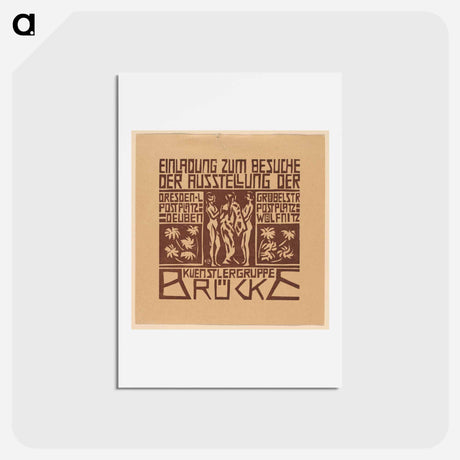アートポストカード-Invitation to an Exhibition of the Artists Group Brücke - エルンスト ルートヴィヒ キルヒナー Postcard.