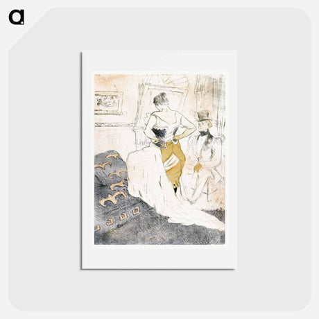 アートポストカード-Fastening a Corset - アンリ ド トゥールーズ ロートレック Postcard.