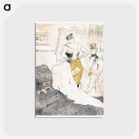 アートポストカード-Fastening a Corset - アンリ ド トゥールーズ ロートレック Postcard.