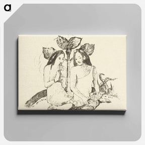 アートパネル-Two Sitting Maori Women - ポール ゴーギャン Canvas.