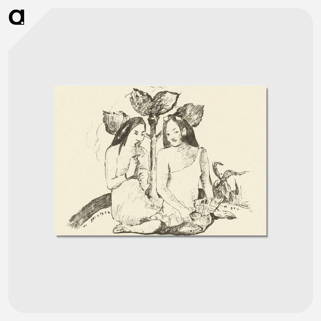 アートポストカード-Two Sitting Maori Women - ポール ゴーギャン Postcard.