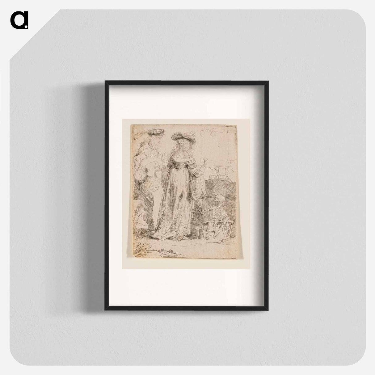 Death Appearing to a Wedding Couple from an Open Grave - Rembrandt van Rijn Poster.