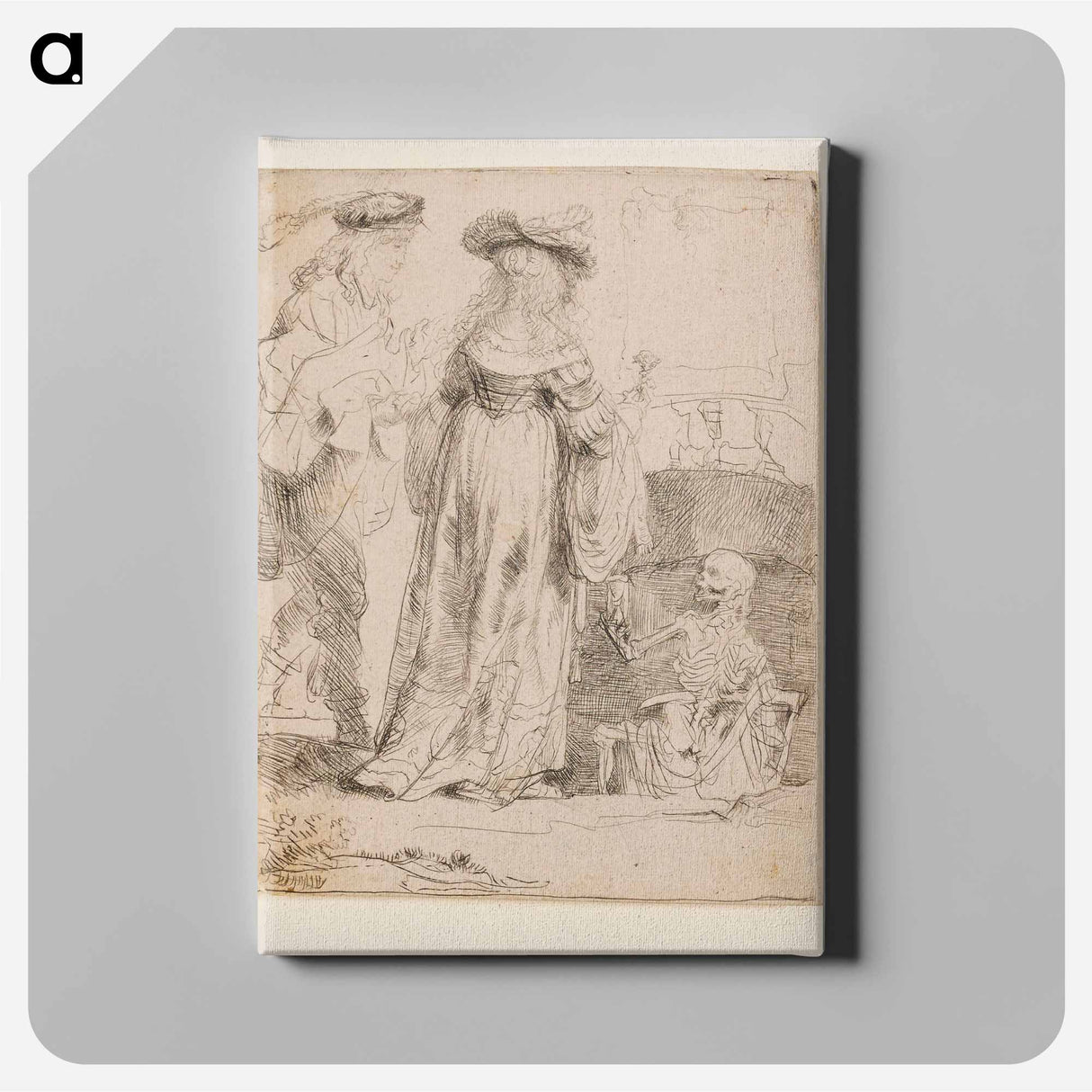 Death Appearing to a Married Couple from an Open Grave - Rembrandt van Rijn Canvas.