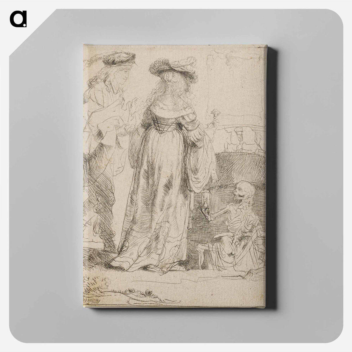 アートパネル-Death Appearing to a Wedded Couple from an Open Grave - レンブラント ファン レイン Canvas.