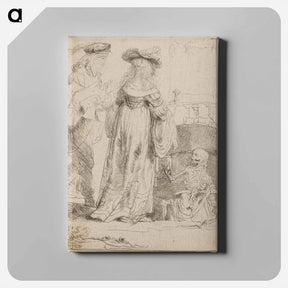 アートパネル-Death Appearing to a Wedded Couple from an Open Grave - レンブラント ファン レイン Canvas.