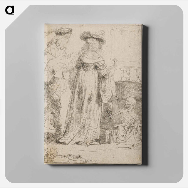 アートパネル-Death Appearing to a Wedded Couple from an Open Grave - レンブラント ファン レイン Canvas.