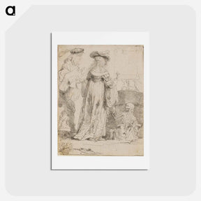 アートポストカード-Death Appearing to a Wedded Couple from an Open Grave - レンブラント ファン レイン Postcard.