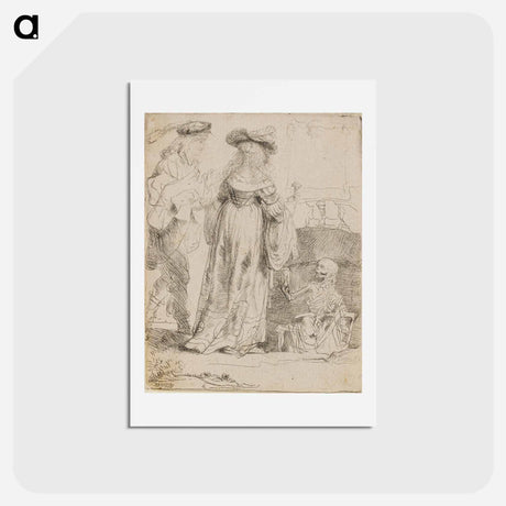 アートポストカード-Death Appearing to a Wedded Couple from an Open Grave - レンブラント ファン レイン Postcard.