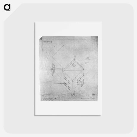 アートポストカード-Axonometric drawing of the house in Meudon - テオ ファン ドゥースブルフ Postcard.