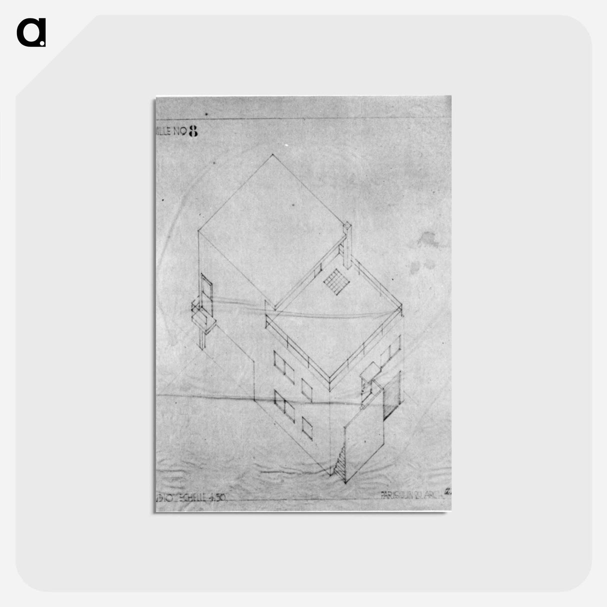 アートポストカード-Axonometric drawing of the house in Meudon - テオ ファン ドゥースブルフ Postcard.