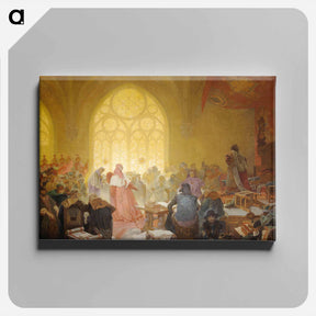 アートパネル-Slav Epic Izzy of Bojevradi, King of the Hussites - Treaties must be respected - アルフォンス ミュシャ Canvas.