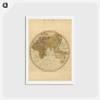 アートポストカード-Western New World or Hemisphere. Eastern Old World or Hemisphere - アンティーク地図 Postcard.