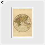 アートポストカード-Western New World or Hemisphere. Eastern Old World or Hemisphere - アンティーク地図 Postcard.