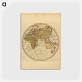 アートポストカード-Western New World or Hemisphere. Eastern Old World or Hemisphere - アンティーク地図 Postcard.