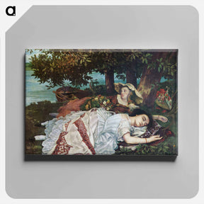アートパネル-Young Ladies on the Banks of the Seine (Summer) - ギュスターヴ クールベ Canvas.