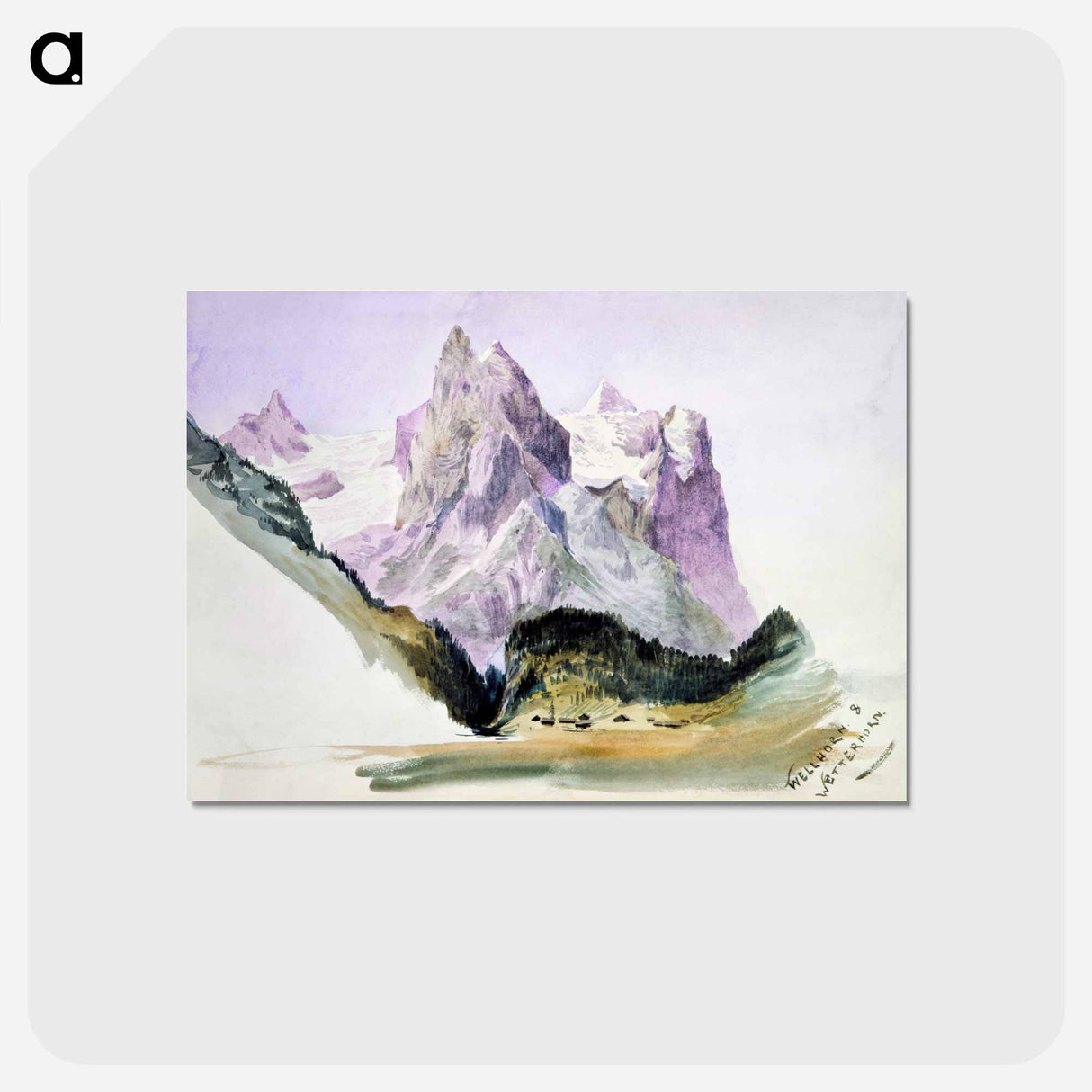 アートポストカード-Wellhorn and Wetterhorn from Brunig - ジョン シンガー サージェント Postcard.
