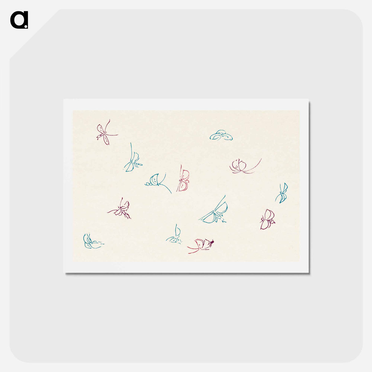 アートポストカード-One Thousand Butterflies - 神坂 雪佳 Postcard.