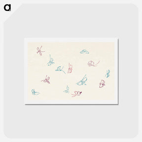 アートポストカード-One Thousand Butterflies - 神坂 雪佳 Postcard.