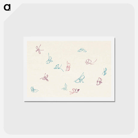 アートポストカード-One Thousand Butterflies - 神坂 雪佳 Postcard.