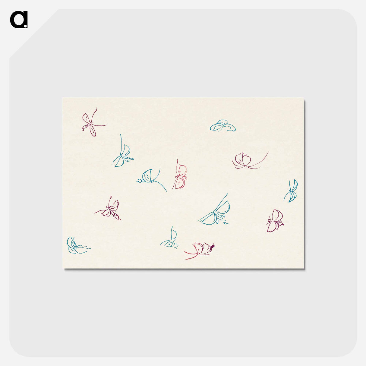 アートポストカード-One Thousand Butterflies - 神坂 雪佳 Postcard.