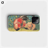 Rooster, Hen and Chicken with Spiderwort - Katsushika Hokusai Phone Case.