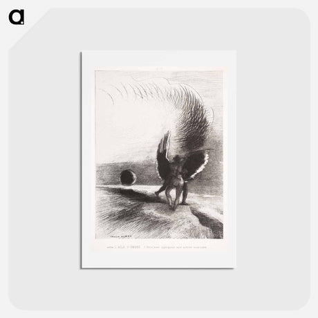 アートポストカード-In the Shadow of the Wing, the Black Creature Bit - オディロン ルドン Postcard.