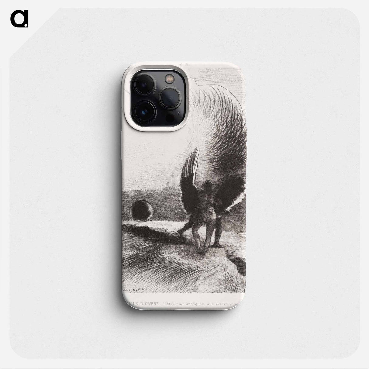 In the Shadow of the Wing, the Black Creature Bit - オディロン ルドン Phone Case.