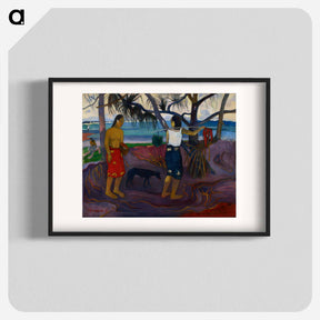 アートポスター-Nabi. Tahiti. Landscape with two females and a dog. - ポール ゴーギャン Poster.