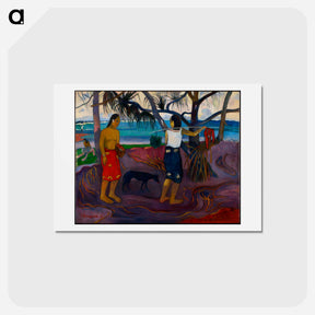 アートポストカード-Nabi. Tahiti. Landscape with two females and a dog. - ポール ゴーギャン Postcard.