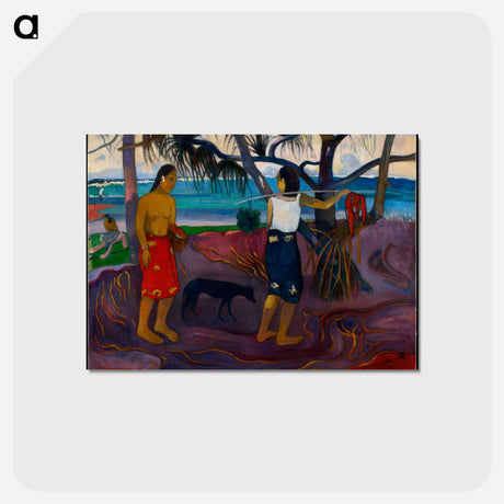 アートポストカード-Nabi. Tahiti. Landscape with two females and a dog. - ポール ゴーギャン Postcard.
