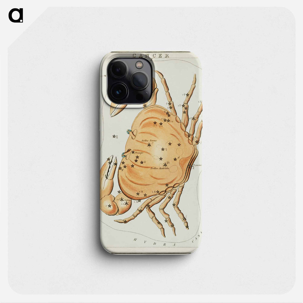 Sidney Hall’s astronomical chart illustration of the zodiac Cancer - アンティーク地図 Phone Case.
