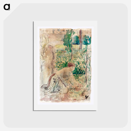 アートポストカード-Woman Working in a Garden - カミーユ ピサロ Postcard.