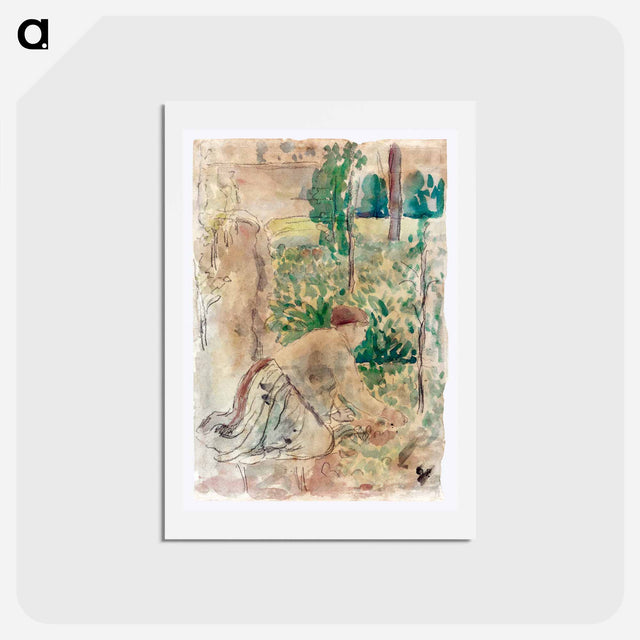 アートポストカード-Woman Working in a Garden - カミーユ ピサロ Postcard.
