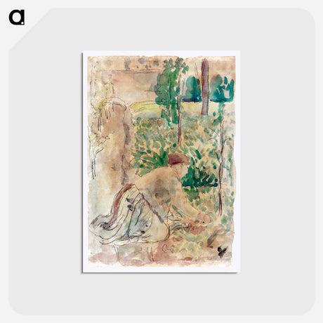 アートポストカード-Woman Working in a Garden - カミーユ ピサロ Postcard.