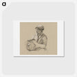 アートポストカード-Sitting girl with a big jug - ジャン ベルナール Postcard.