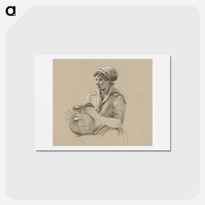 アートポストカード-Sitting girl with a big jug - ジャン ベルナール Postcard.