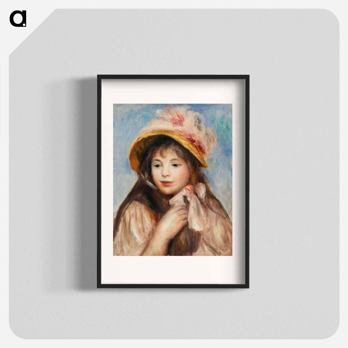 Girl with Pink Bonnet - Pierre-Auguste Renoir Poster.